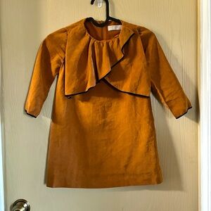 Zara Kids brown long sleeved ruffle dress Size 6